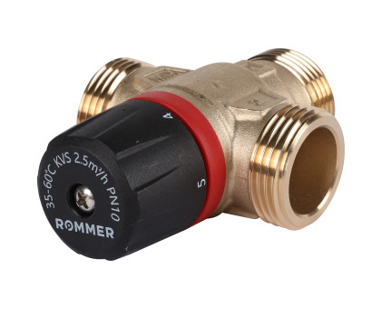 ROMMER RVM-0232-256025 Термостатический смесительный клапан для систем отопления и ГВС 1  НР 35-60°С KV 2,5 (боковое смешивание)