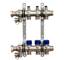Коллекторная группа ELSEN, 1", 6 контуров, размер отвода-3/4", с вентилями, нержавеющая сталь