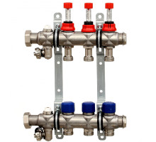 Коллекторная группа ELSEN, 1", 9 контуров, размер отвода-3/4", с вентилями и расходомерами, нержавеющая ст