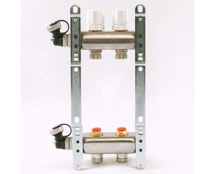 Коллекторная группа из нержавеющей стали с регулировочными и термостатическими вентилями UNI-FITT 1"x3/4"ЕК 2 выхода