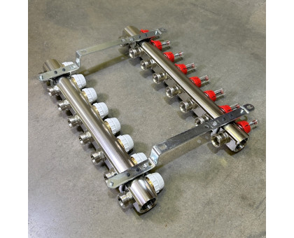 Коллекторная группа с расходомерами и термостатическими вентилями UNI-FITT серия I 1"x3/4"ЕК 8 выходов