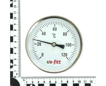 Термометр погружной аксиальный 120 C, диаметр 80 мм, гильза 50 мм, 1/2"H