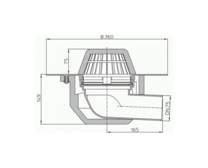 Кровельная воронка Hutterer & Lechner, горизонтальный выпуск, с ПП-фланцем, DN 75