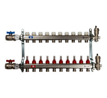 Коллектор из нержавеющей стали Stout в сборе с расходомерами 10 вых.